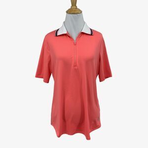 JoFit Golf Polo Womens S Small Pink Wicking Quarter Zip Contrast Collar Shirt